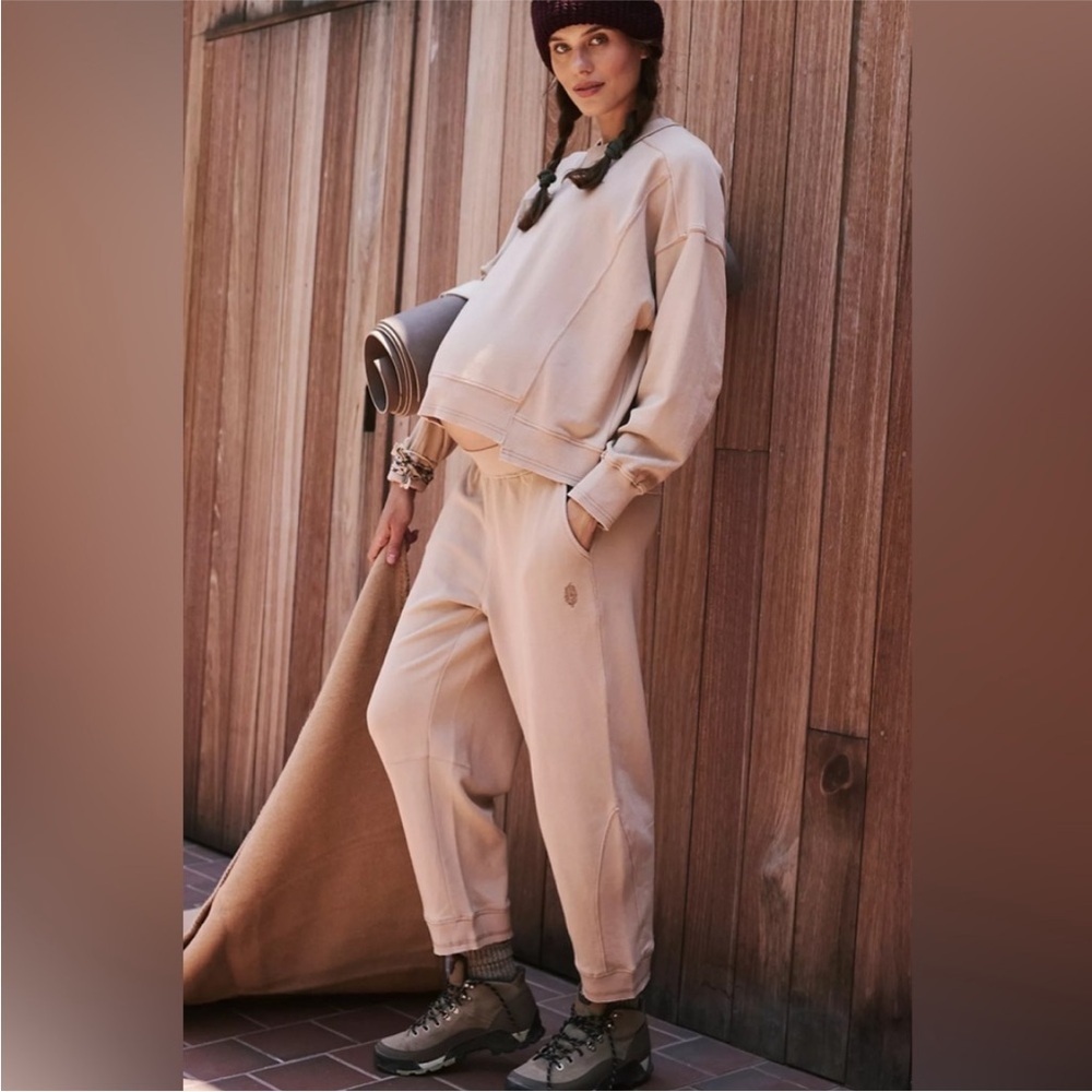 FP Movement by Free People Neutral Beige Oversized Crew Sweatshirt NWT